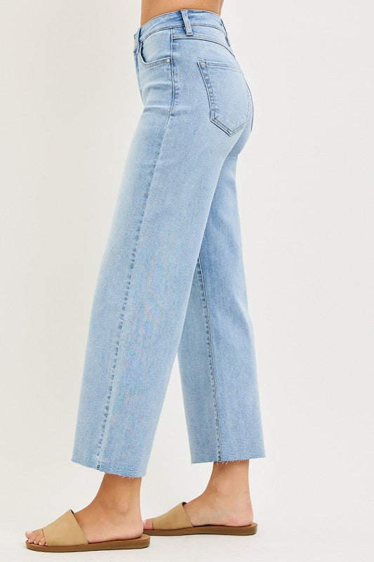 Wrenley Tummy Control High Rise Crop Wide Leg Jeans