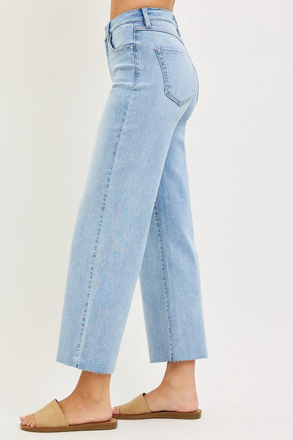 Wrenley Tummy Control High Rise Crop Wide Leg Jeans