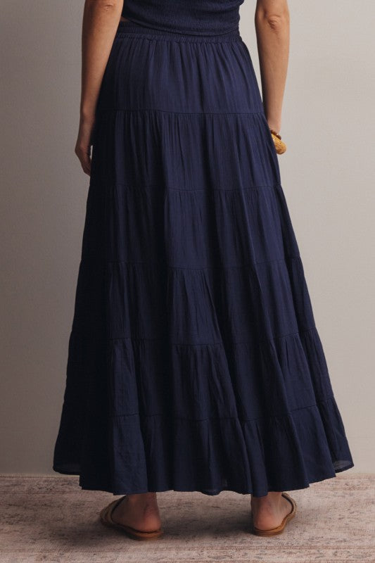 Smocked Crop Top &amp; Tiered Maxi Skirt Set
