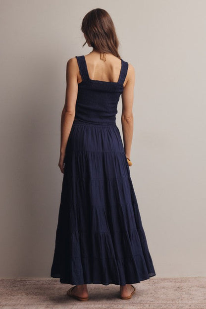 Smocked Crop Top &amp; Tiered Maxi Skirt Set