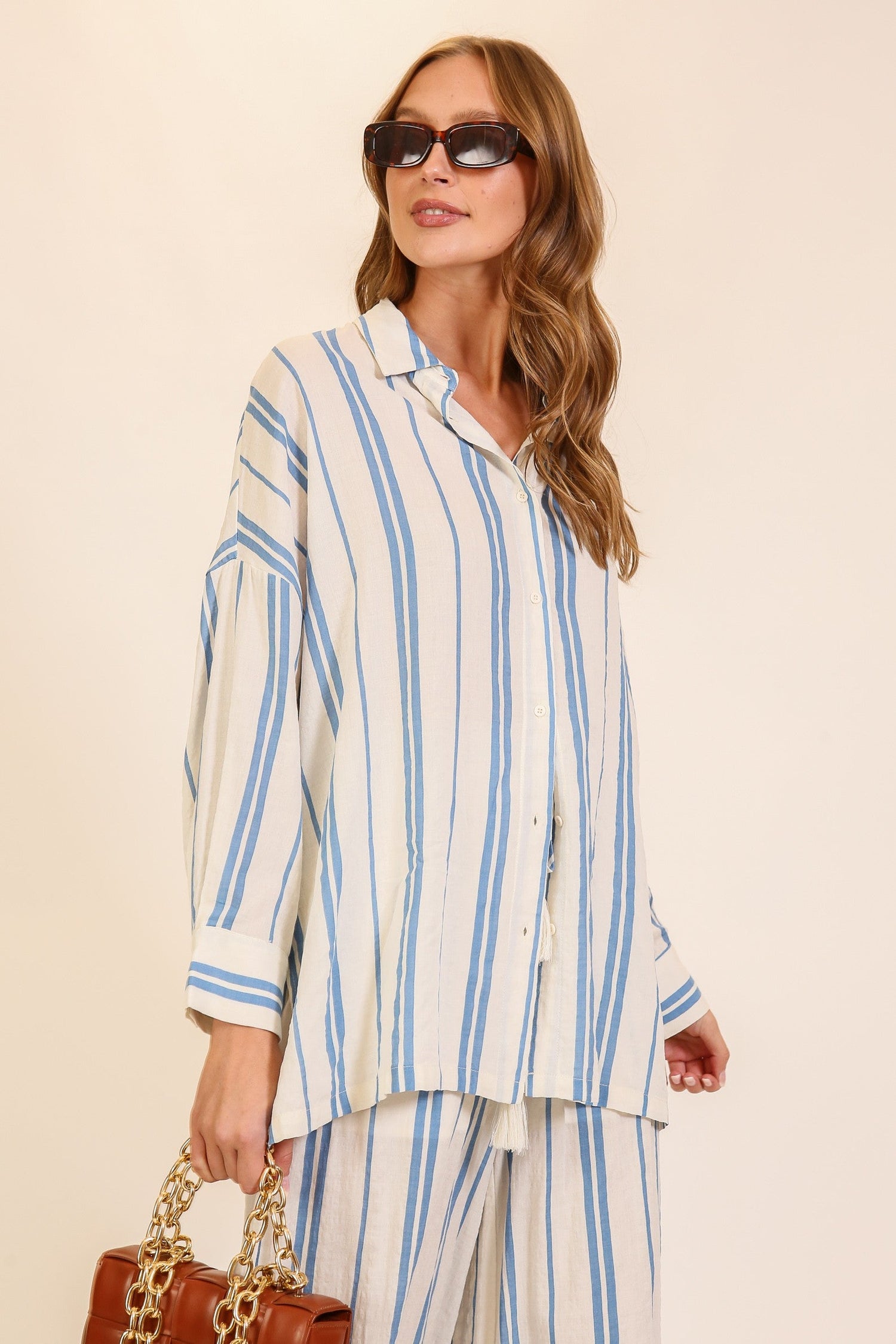 Oversized Striped Button-Down Shirt