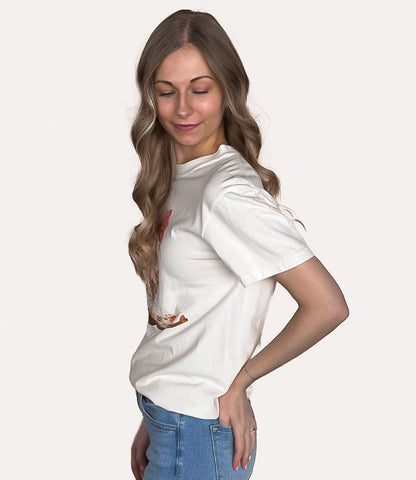 Coquette Bow &amp; Floral Boot Colors Tee - Ivory