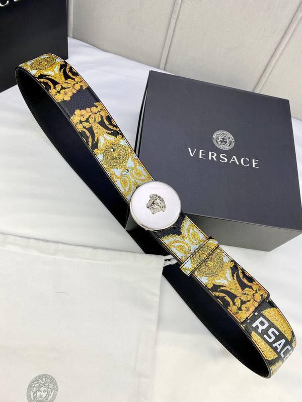 Versace MEDUSA BIGGIE ENAMEL LEATHER BELT
