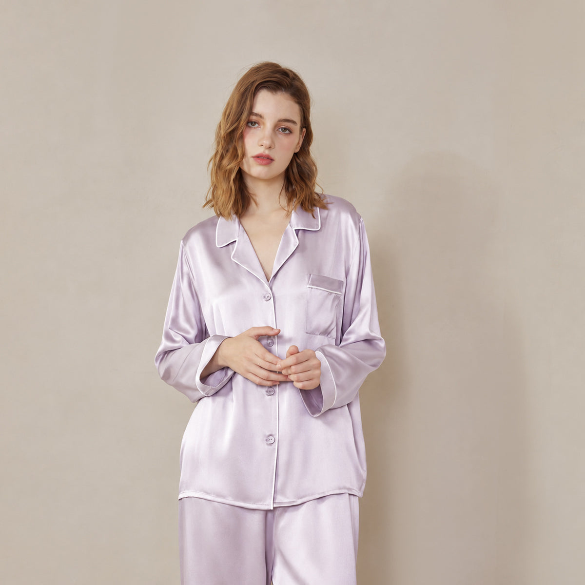 Butterfly Embroidery Silk Pajama Set