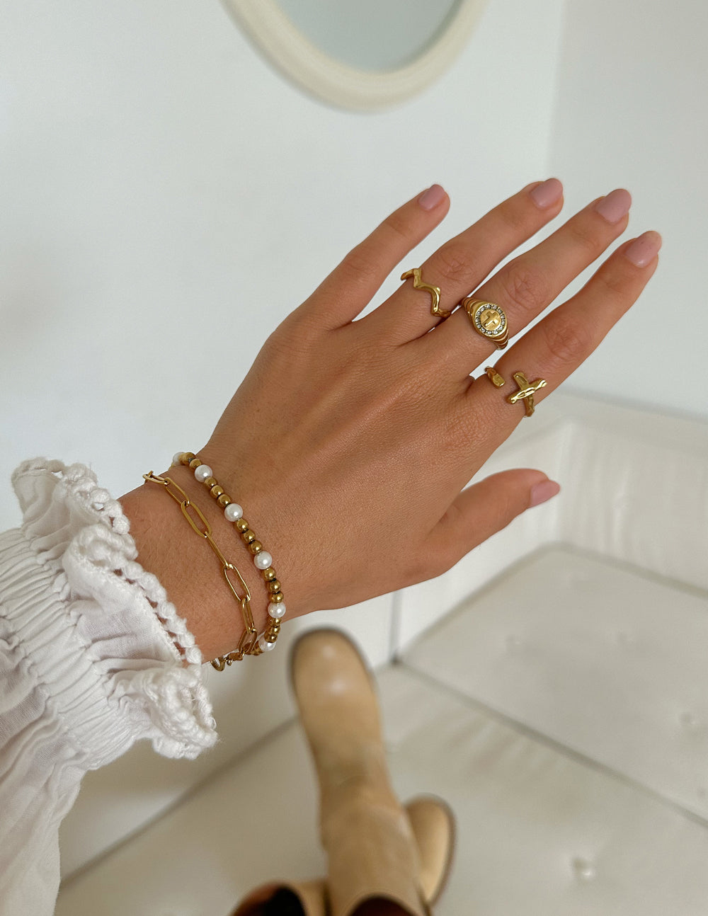 Textured Wrapped Cross Ring