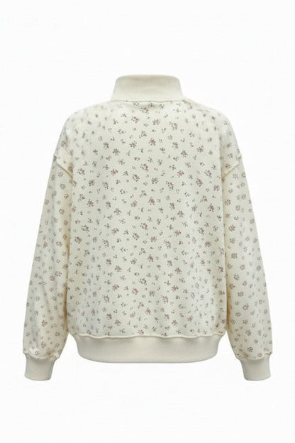 Floral Print Oversized Mock Neck Sweatshirt