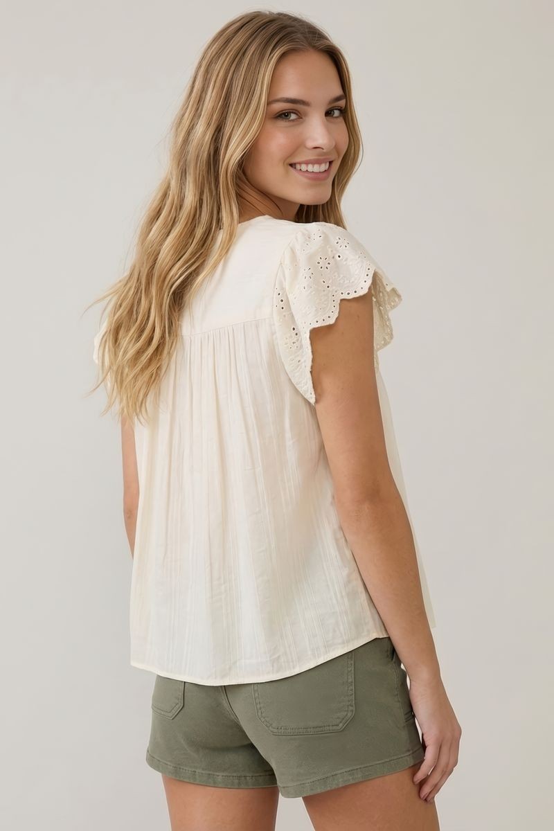 Embroidery Scalloped Detail Top