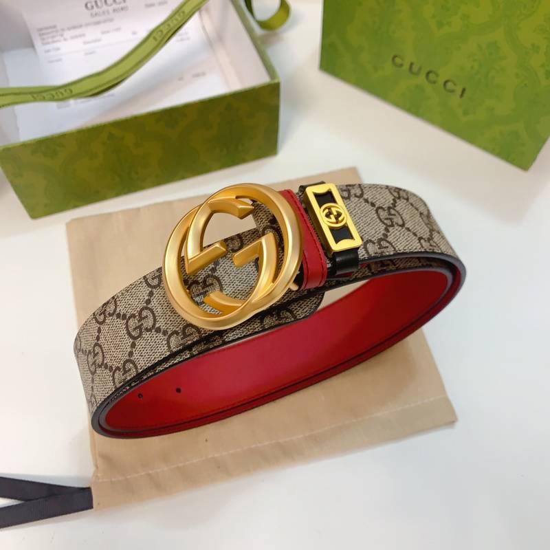 GUCCI Embellished coated-canvas and leather belt &