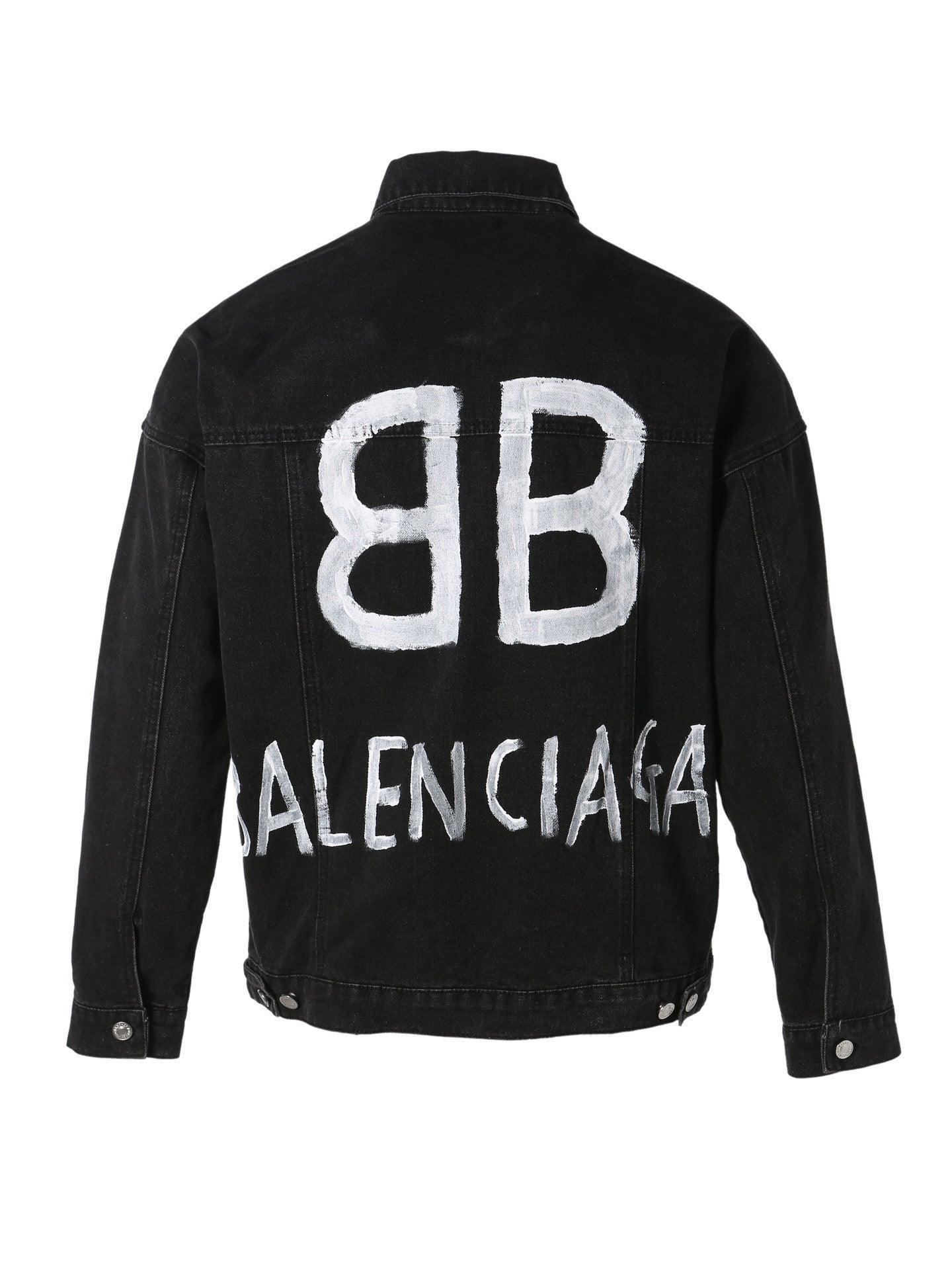 Balenciaga BB Sprayed Denim Jacket Large Fit &