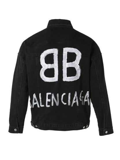Balenciaga BB Sprayed Denim Jacket Large Fit &
