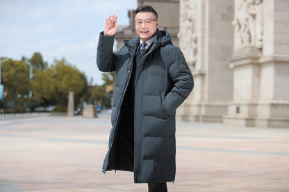 Mens Long Down Jacket with Fur Collar Options