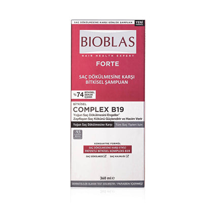Bioblas Forte Shampoo 360ml - Intensive Hair Loss Treatment | Herbal Complex