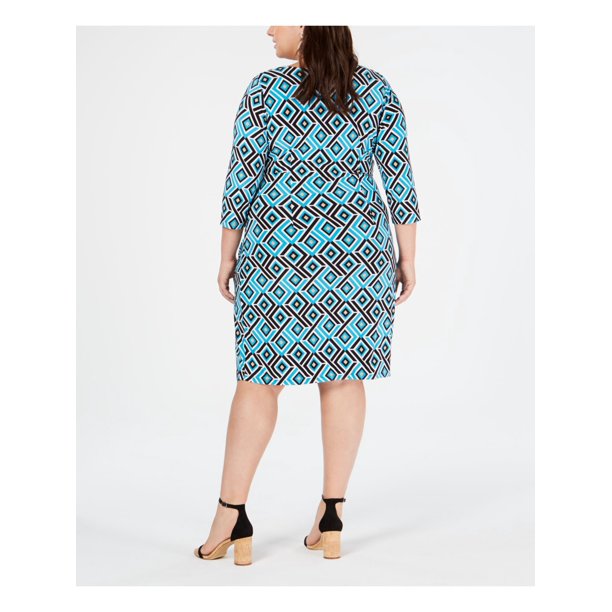 INC Womens Plus Ruched Printed Sheath Dress