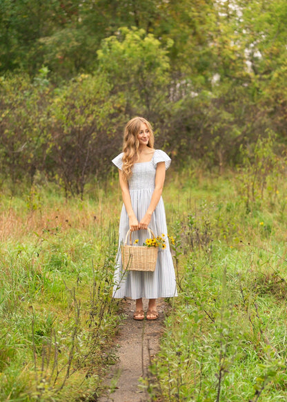 Summer Flutter Sleeve Midi Dress: XL