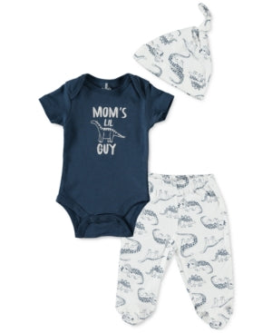 Chickpea Baby Boys 3-PC. Cotton Bodysuit, Pants &amp; Hat Set