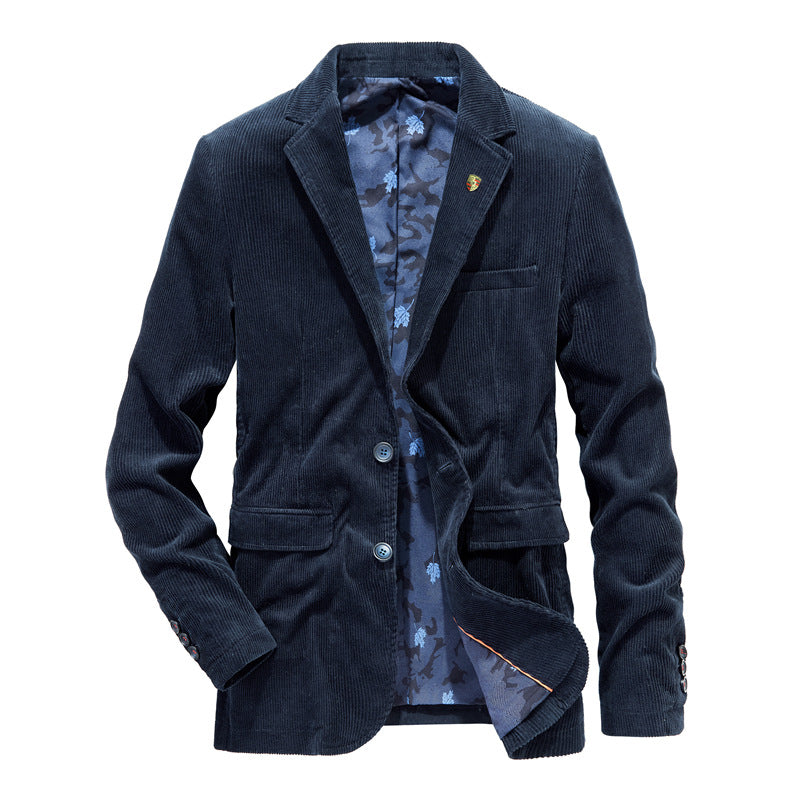Mens Corduroy Suit Jacket Retro Casual Blazer