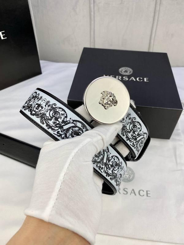 Versace MEDUSA BIGGIE ENAMEL LEATHER BELT