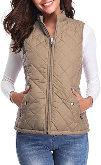 Quilted Stand Collar Cotton Vest