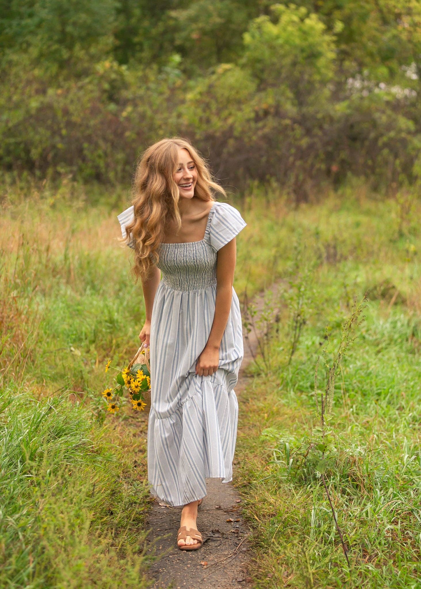 Summer Flutter Sleeve Midi Dress: XL