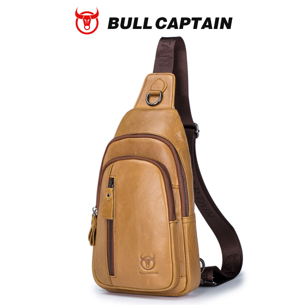Mens Genuine Leather Crossbody Chest Bag