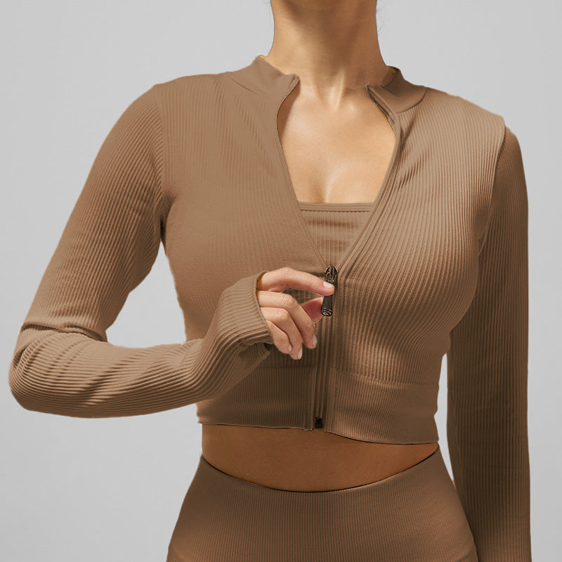 Womens Zipper Front Yoga Top
