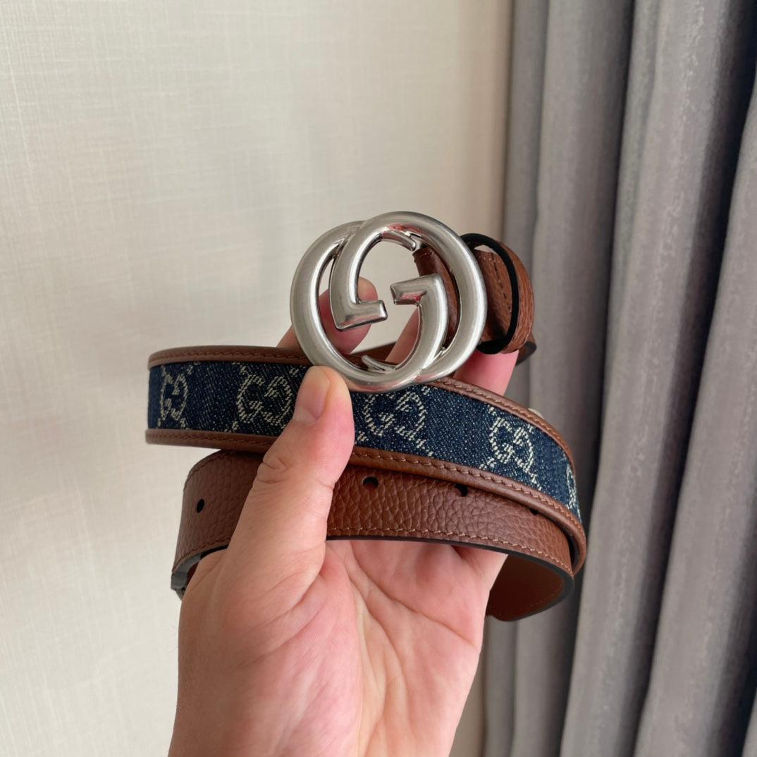 GUCCI Embellished coated-canvas and leather belt &