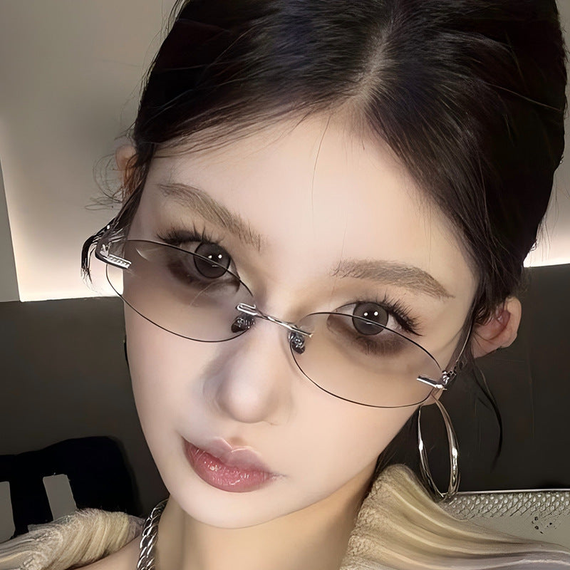 Frameless Oval UV400 Sunglasses