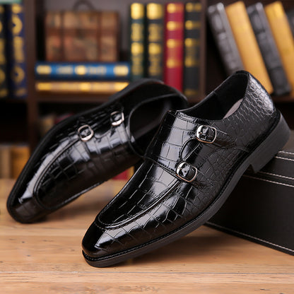Mens Business Leather Shoes with Metal Buckle