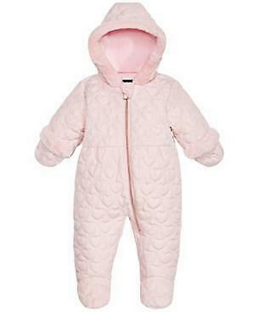 S Rothschild &amp; Co Baby Girls Hooded Quilted-Heart Footed Pram, Size 6/9 Months