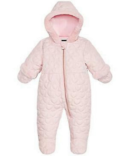 S Rothschild &amp; Co Baby Girls Hooded Quilted-Heart Footed Pram, Size 6/9 Months