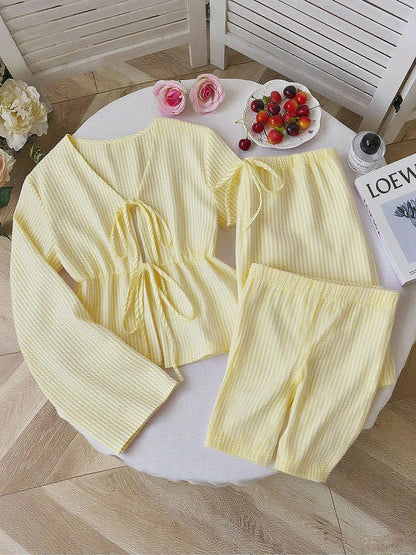 Striped Casual Two-Piece Suit Long Sleeve Loose Fit