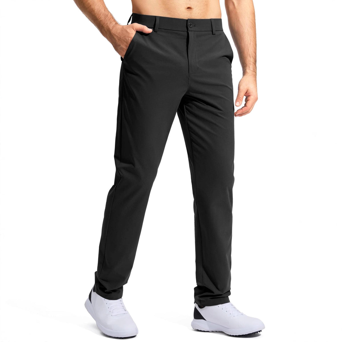 Straight-leg solid-color suit pants