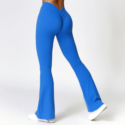 High Waist Flared Yoga Pants with Quick Dry Fabric