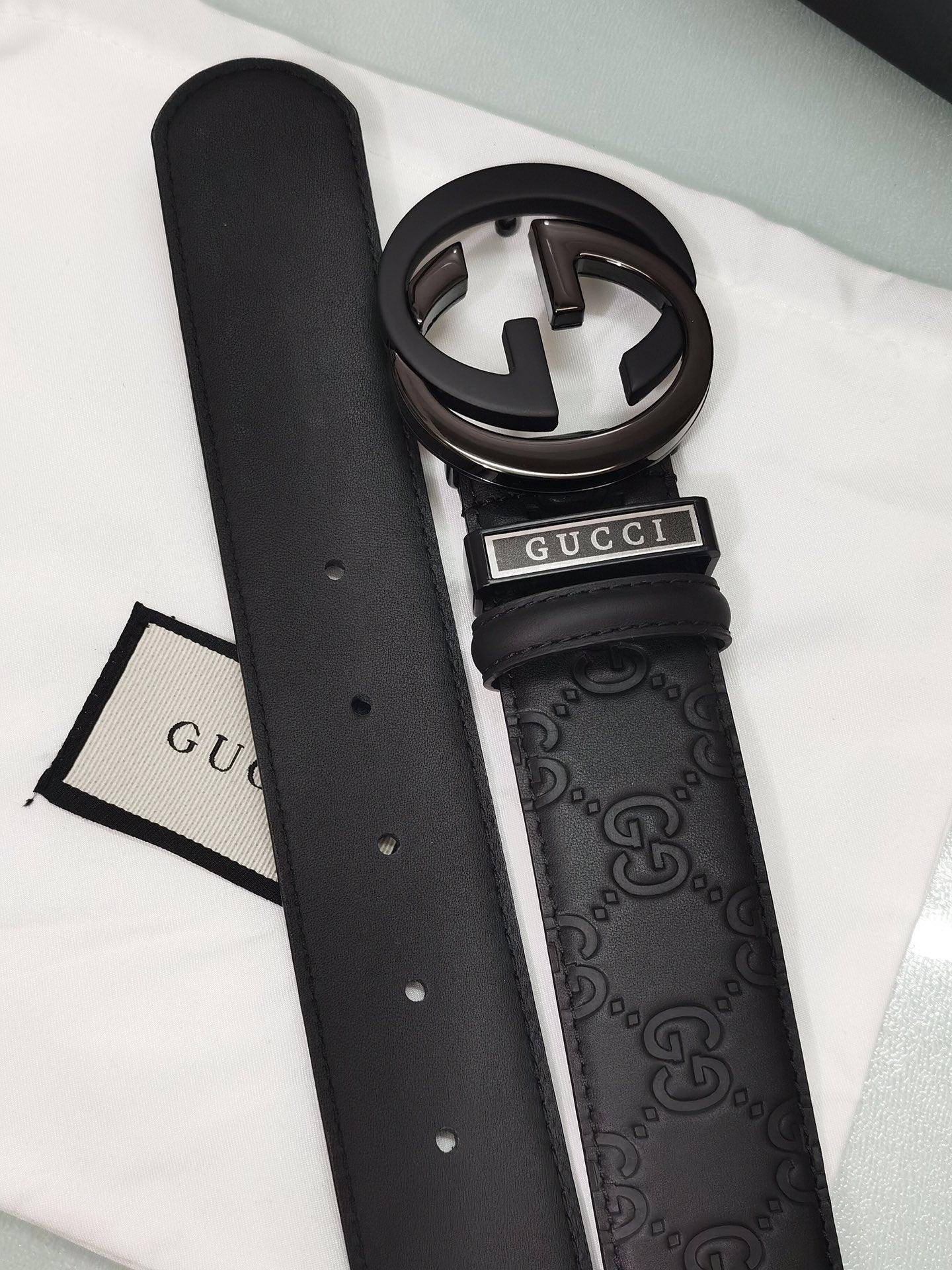 GUCCI Embellished coated-canvas and leather belt &