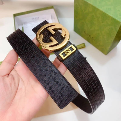 GUCCI Embellished coated-canvas and leather belt &