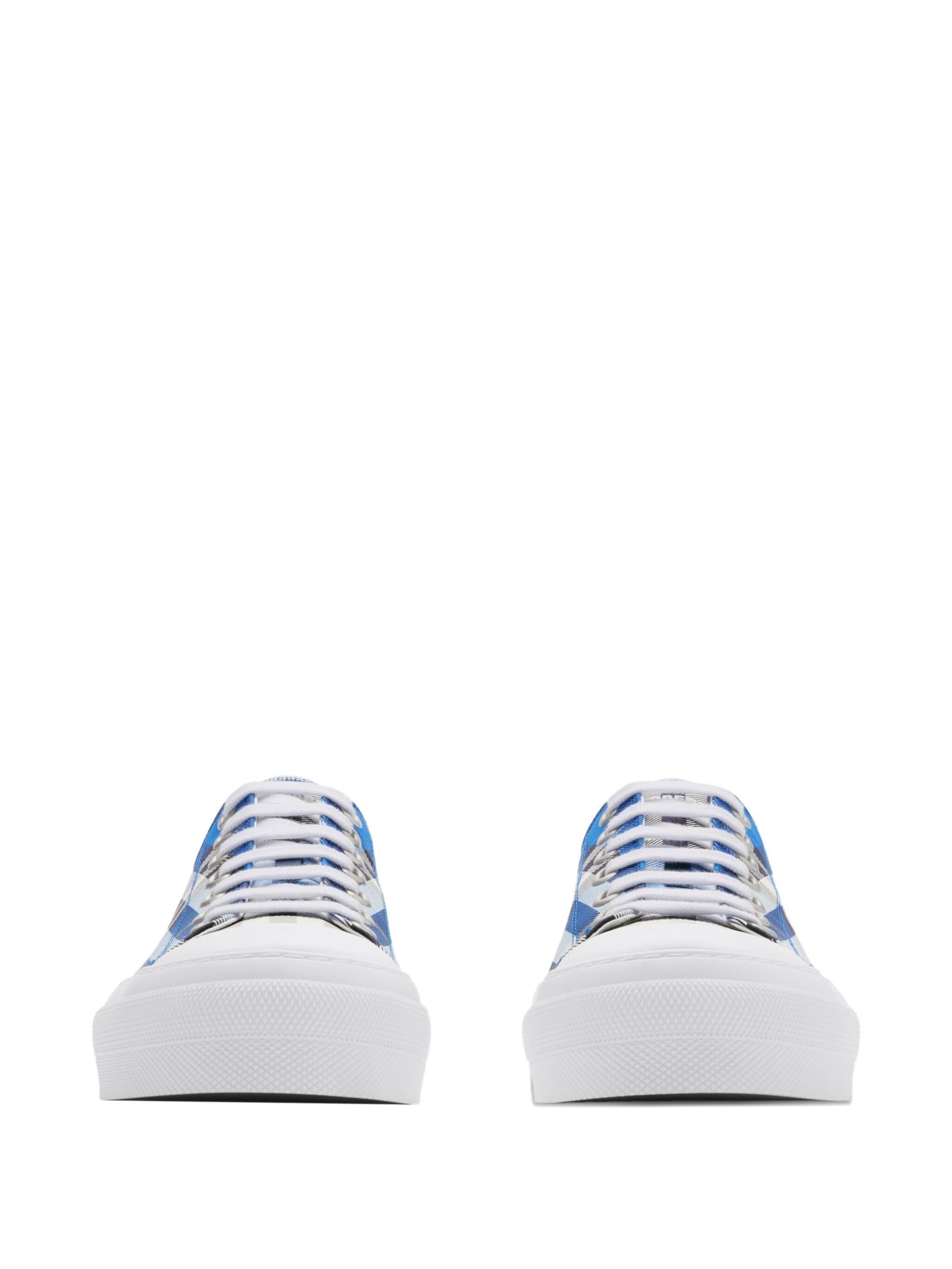 BURBERRY Stylish Cotton Sneakers with Blue Check Pattern for Men