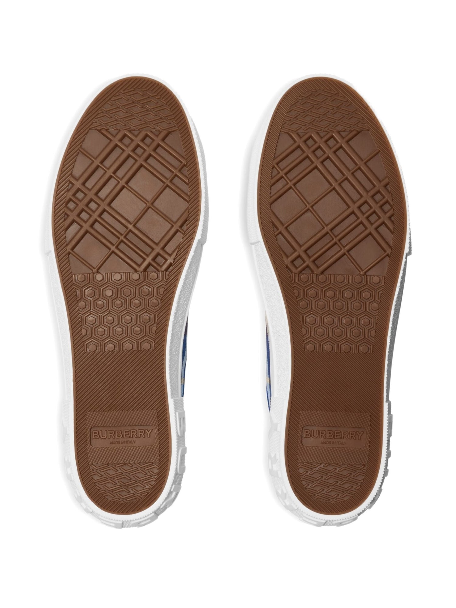 BURBERRY Stylish Cotton Sneakers with Blue Check Pattern for Men