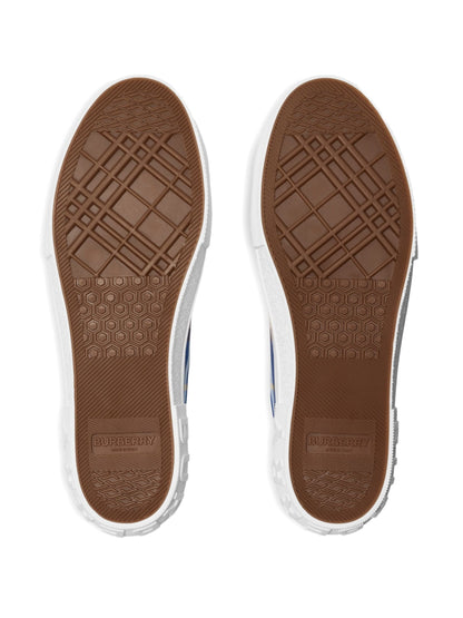 BURBERRY Stylish Cotton Sneakers with Blue Check Pattern for Men