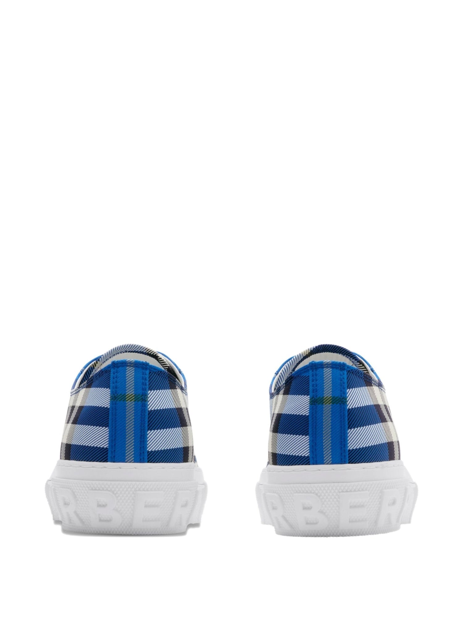 BURBERRY Stylish Cotton Sneakers with Blue Check Pattern for Men