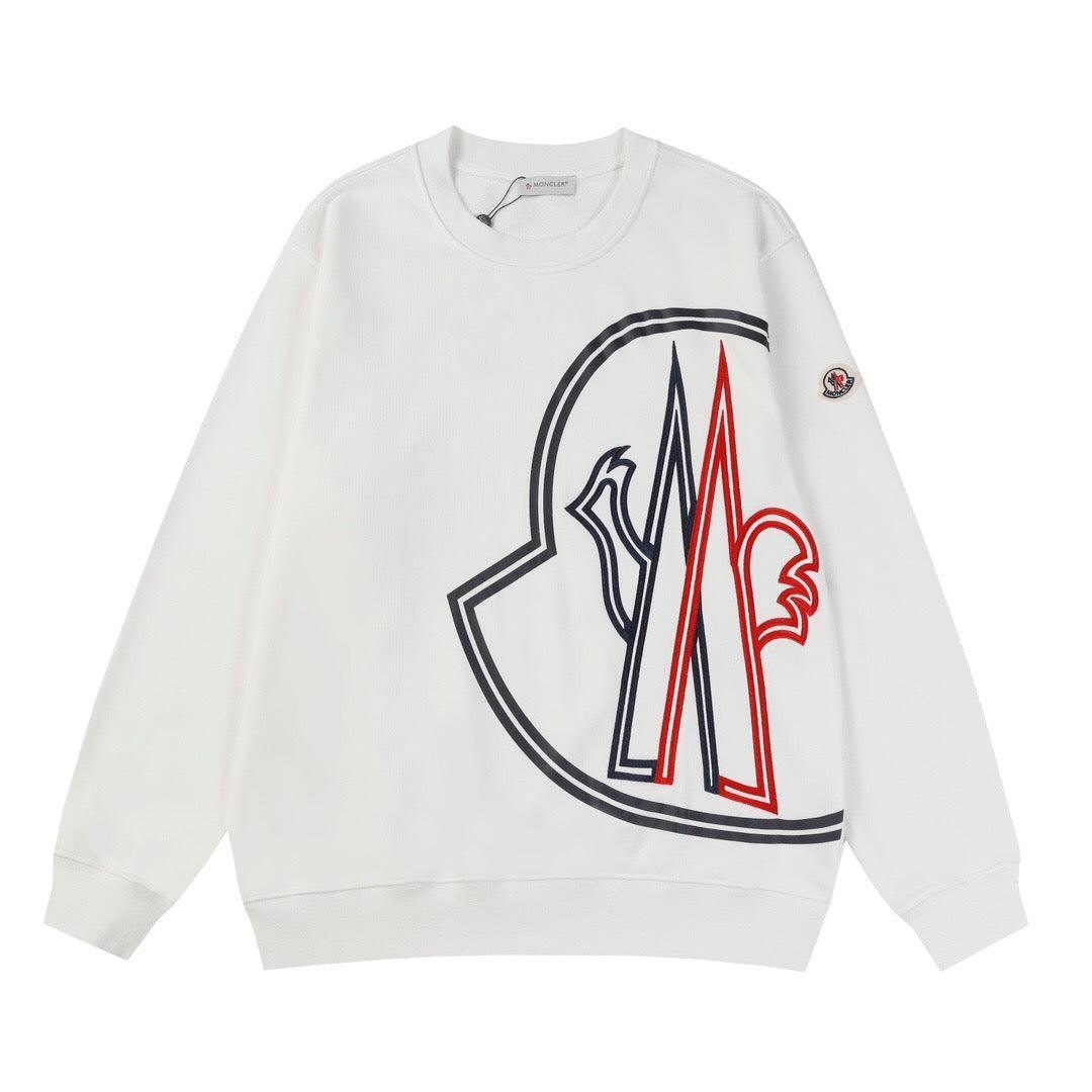 Moncler Logo-Embroidered Printed Cotton Jersey Sweatshirt White