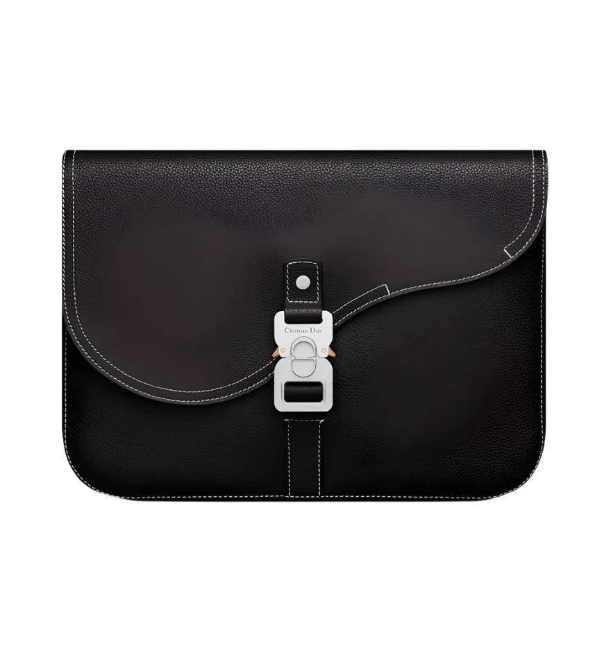 Dior Saddle A4 Pouch Black Grained Calfskin