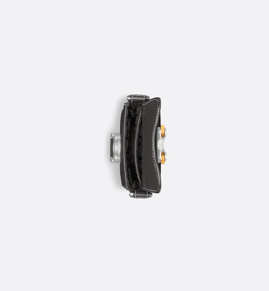 Saddle Vertical Pouch with Strap Black Dior Oblique Jacquard with Black Grained Calfskin