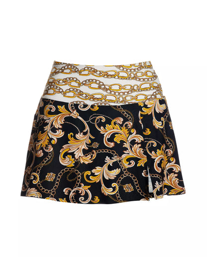 Boston Proper Swim Sense Filigree Status Print High Waisted Skirted Bottom, Small