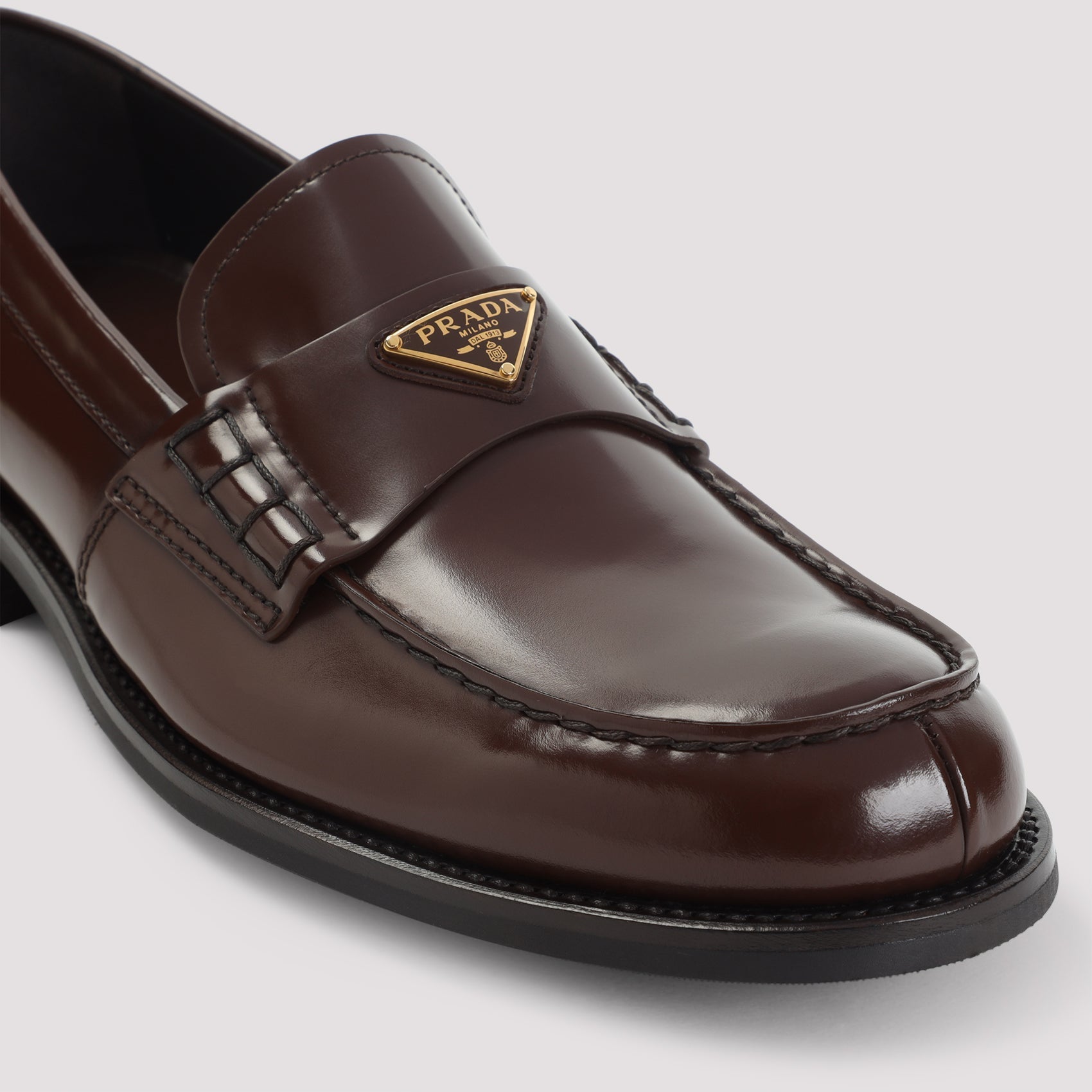 PRADA Shiny Leather Loafers for Men - FW25 Collection