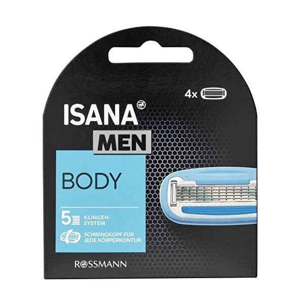 Isana Men 5-Blade Replacement Razor Blades for Body Shaving - Gentle, Close Shave, Aloe Vera &amp; Vitamin E Coating
