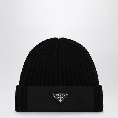 PRADA Wool and Re-Nylon Beanie with Triangle Logo