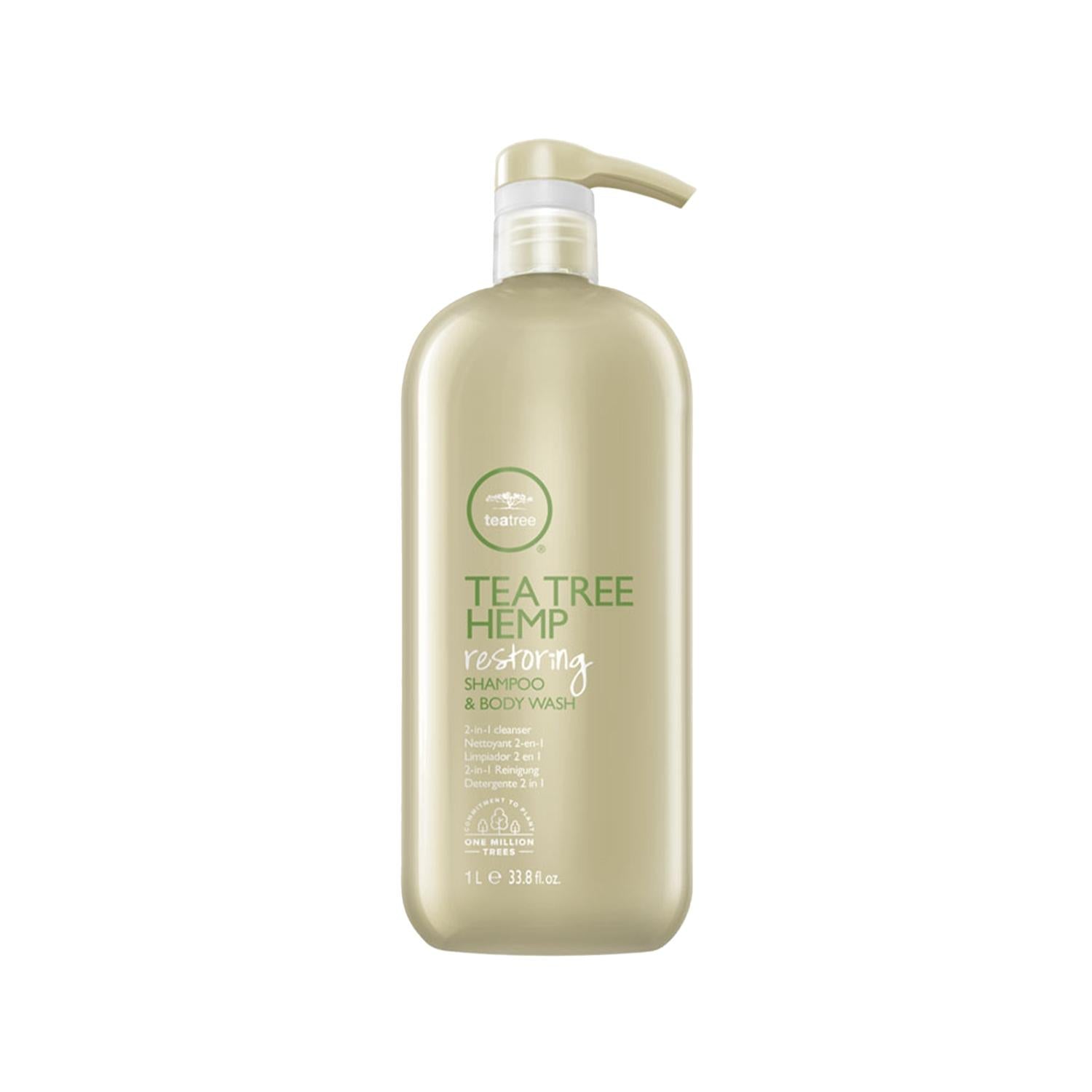 Paul Mitchell Tea Tree Hemp Restoring Shampoo - 1000ml Hair and Body Cleanser with Antifungal Properties