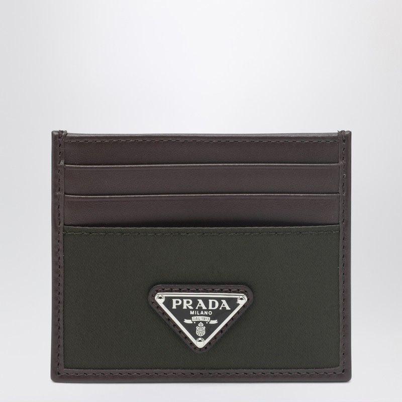 PRADA Mini Camouflage Card Holder with Leather Details