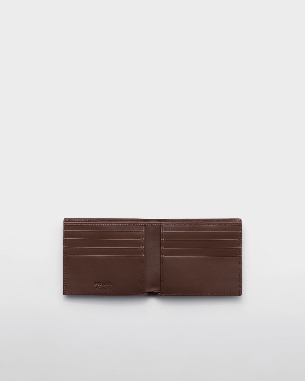 PRADA Grained Leather Bi-Fold Mini Wallet - W 11 X H 9.5 CM