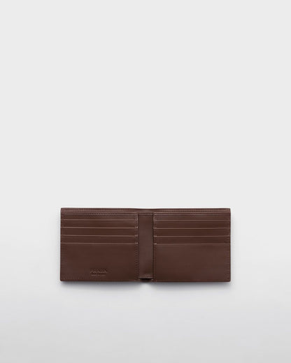PRADA Grained Leather Bi-Fold Mini Wallet - W 11 X H 9.5 CM